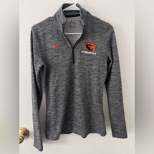 Nike Dri-fit OSU Beavers Gymnastics Quarter Zip Pullover Heather Gray Small